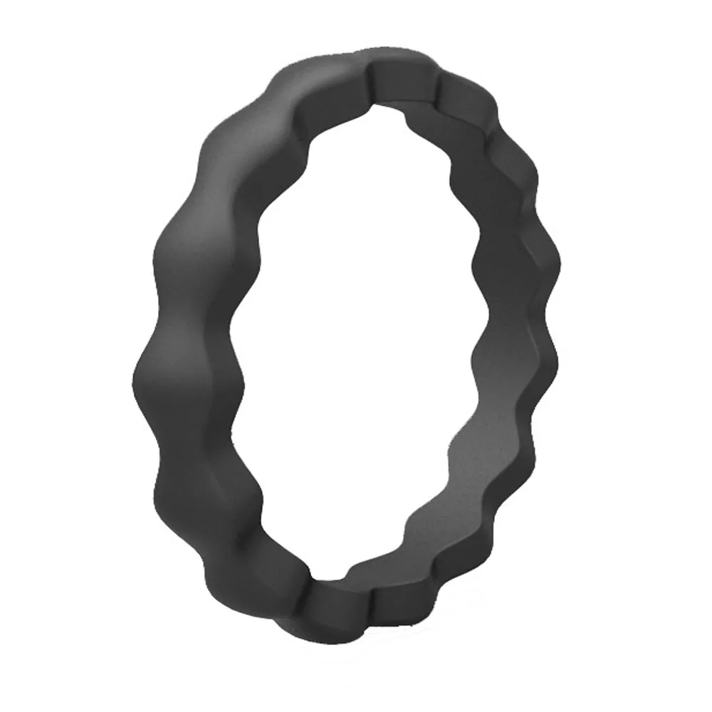 

New 3mm Hypoallergenic Crossfit Flexible Wave Rubber Ring For Women Wedding Rings FDA Food Grade Silicone Finger Ring Gift