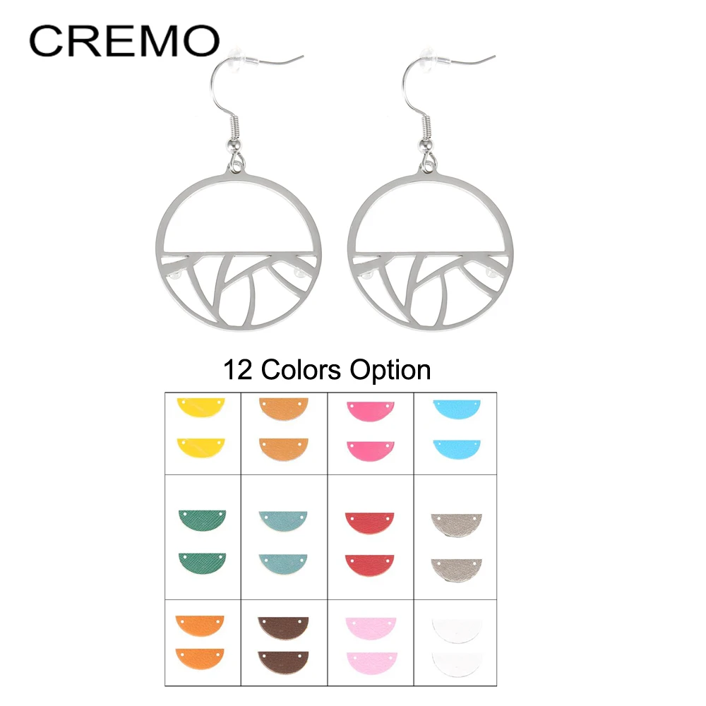 

Cremo Drop Hanging Earrings Interchangeable Leather Dangle Earrings Fashion Jewelry Stainless Steel Geometric Earrings for Women