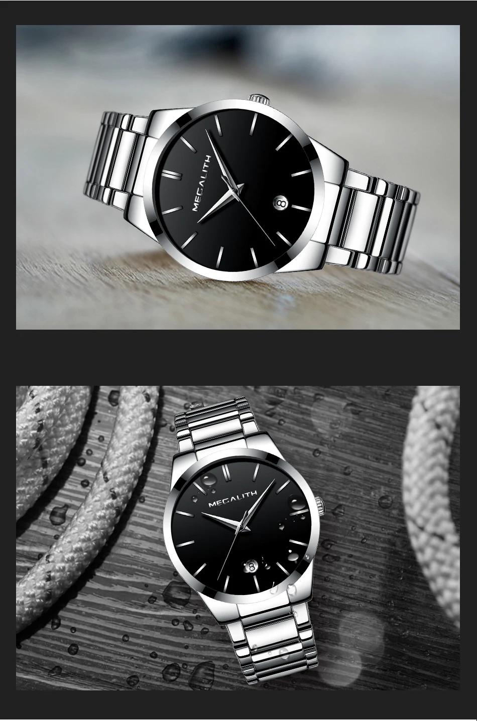 Новые модные мужские наручные часы MEGALITH брендовые водонепроницаемые кварцевые часы для мужчин деловые повседневные часы мужские часы Relogio Masculino