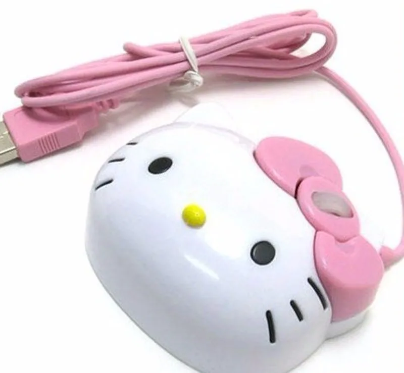 Wholesale Free Shipping Dropship 3D Hello Kitty Wired Mouse USB 2.0 Pro Gaming Mouse Optical