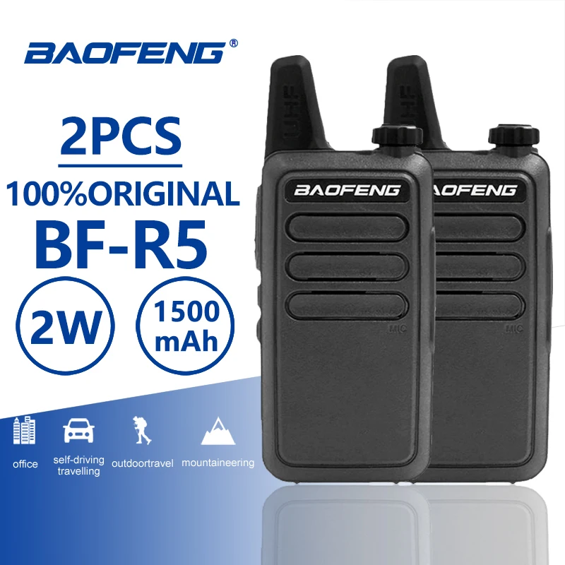 

2pcs Baofeng BF-R5 Mini Walkie Talkie Kids Toy 2 Way Radio 400-470MHz UHF Radio PTT Hf Transceiver PMR Wln KD-C1 Talkie Walkie