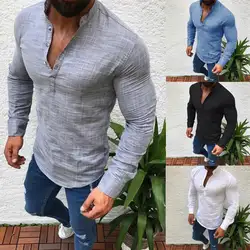 Hirigin 2019 осень новое поступление мужские повседневные рубашки Slim Fit рубашки с длинным рукавом Твердые Топы Одежда Плюс Размер M-3XL