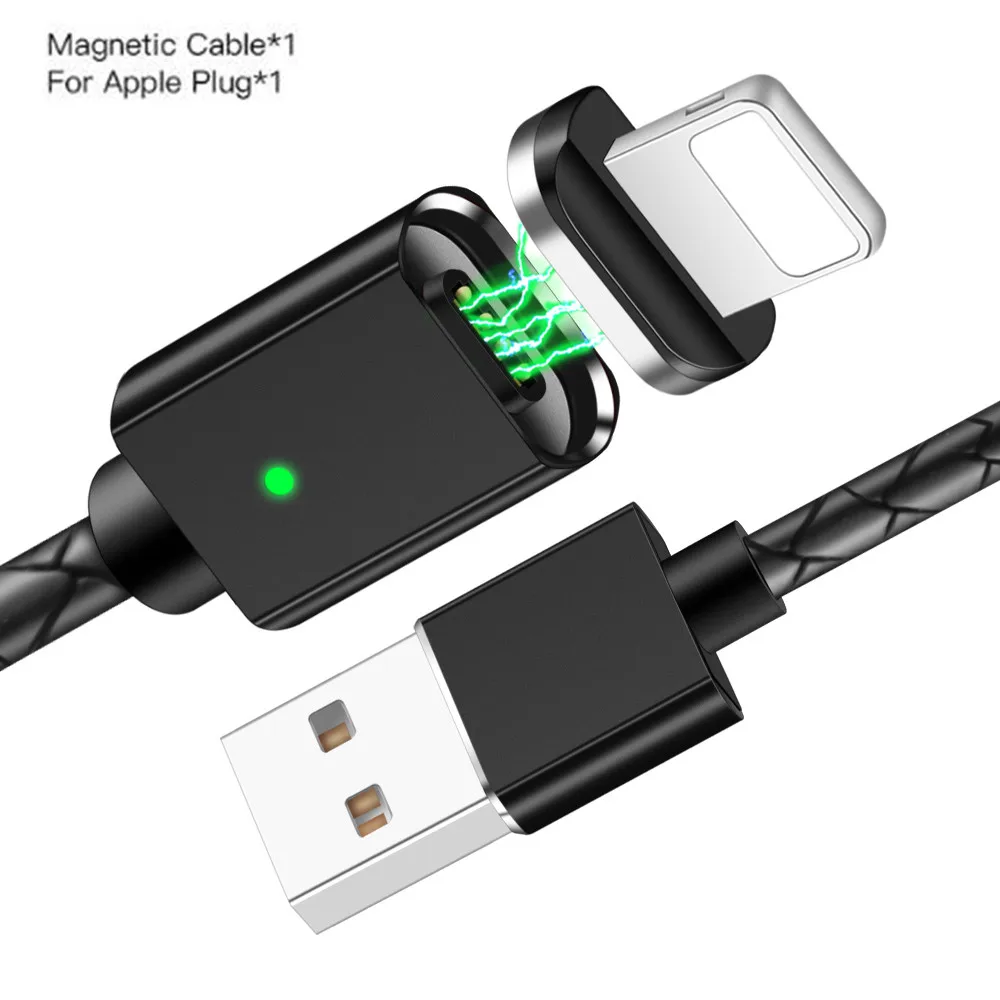 Магнитный usb-кабель Олаф 3А для iPhone type C, магнитный кабель для зарядки и передачи данных, Кабель Microusb для samsung Android, кабели для мобильных телефонов - Цвет: Black 1m For Iphone