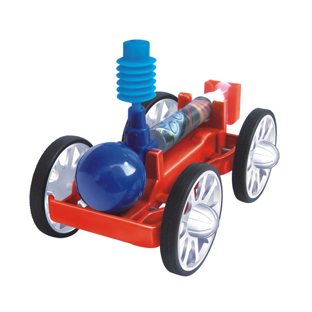 DIY Air Powered Car Vehicle w/ Simple Air Compressor Science Experiment Kit Physics Puzzle Assembly Toys Kid Student Educational