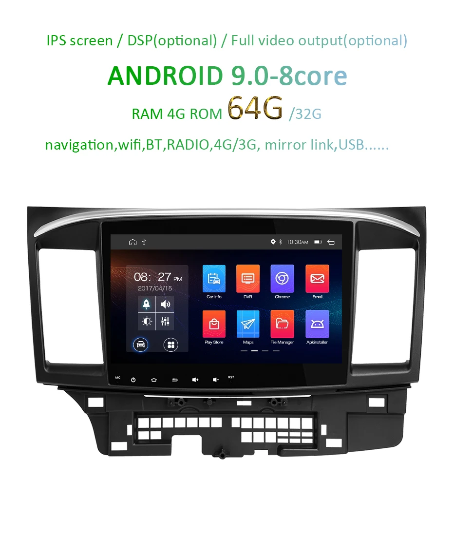 Flash Deal 10.1" DSP 4G 64G ROM Android 9.0 2 DIN Car GPS Radio For MITSUBISHI LANCER Navigation IPS Screen Stereo Receiver no DVD PLAYER 1