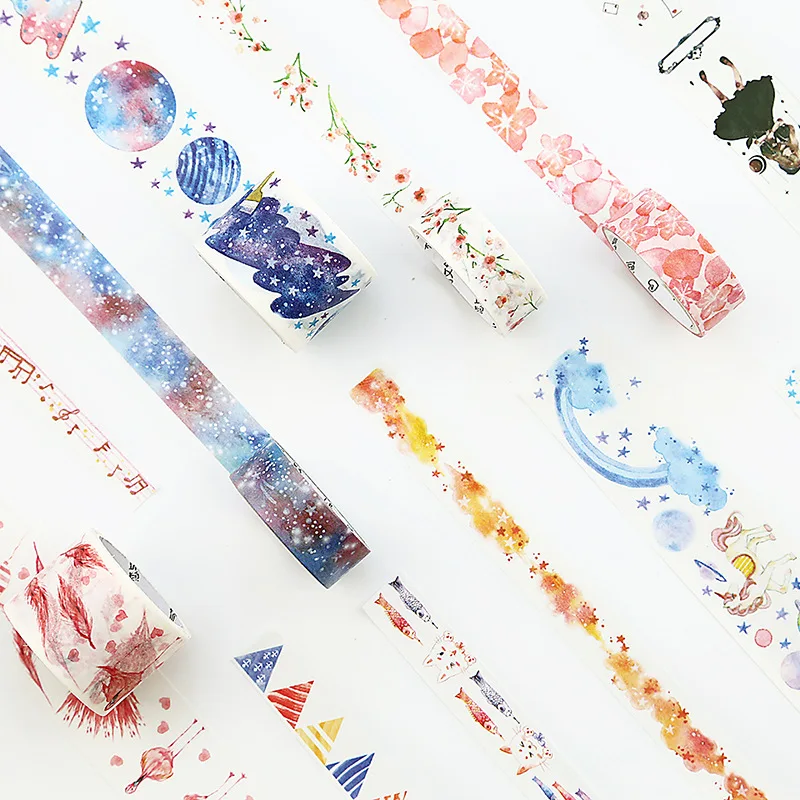 9 шт./лот васи лента Единорог маскирующая звездное небо Канцтовары Kawaii васитап
