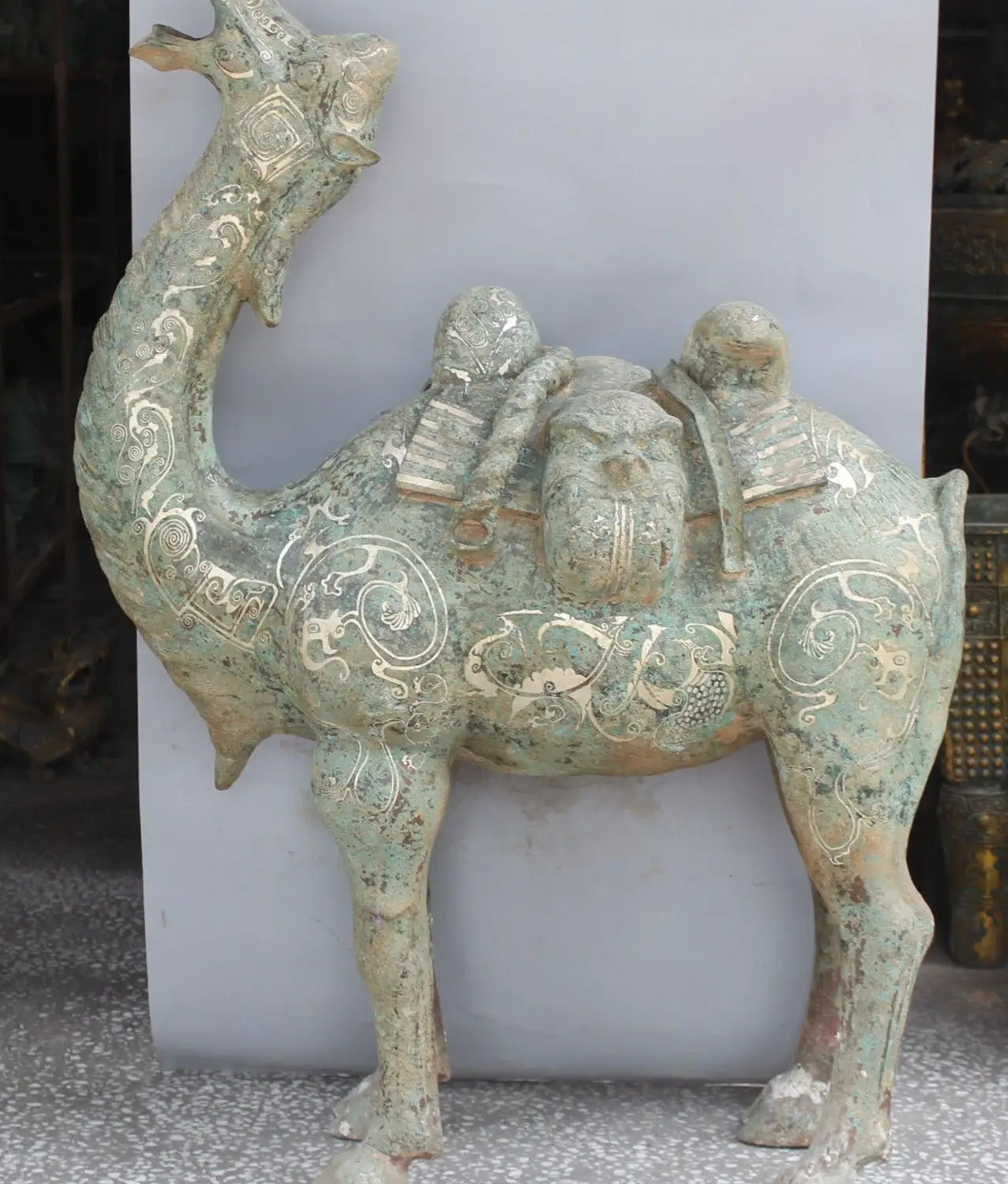 

42" Bronze Silver Animal Camel llama the pride of the desert Dragon Lion Statue