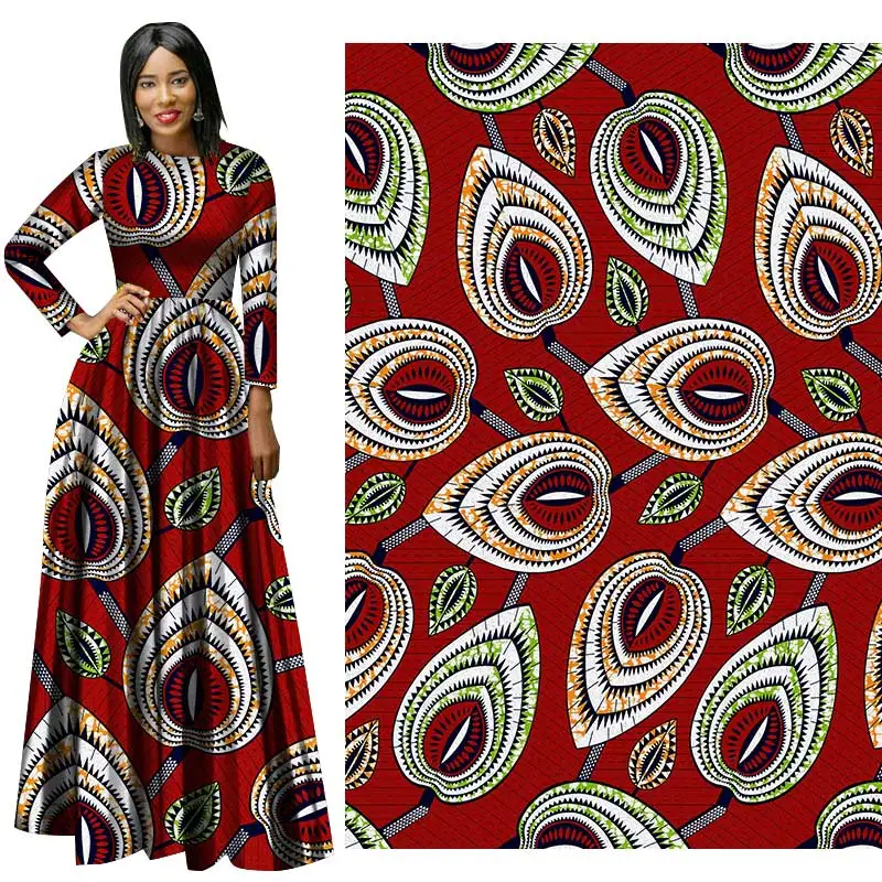 Me-dusa последние красные листья африканская восковая штамповка ткань хлопок Hollandais воск платье своими руками костюм Ткань 6 ярдов/шт Высокое качество