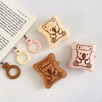 

Soft Silicone Earphone Case for Airpods Case Cute Cartoon Bear Earphone case For Apple Airpods 1 2 Headphone Cover Ring Strap