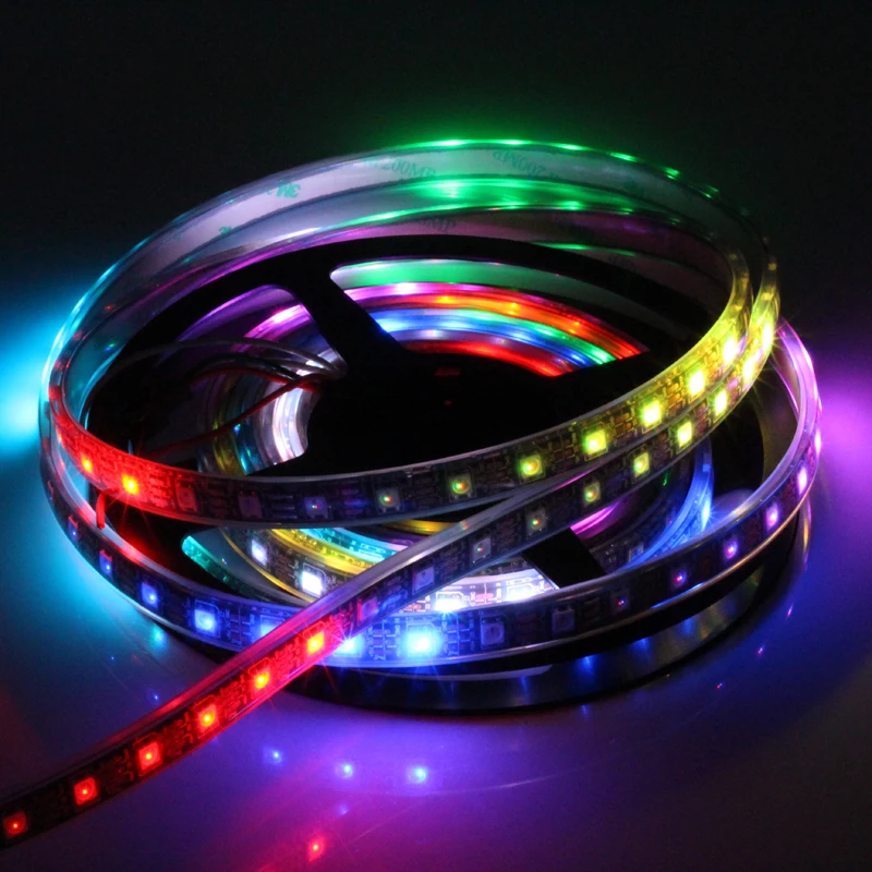 

WS2812b 5 в постоянного тока Пиксельная RGB цветсветодиодный Светодиодная лента, 5meters30 0 светодиод 300IC SMD5050 IP67 Водонепроницаемая силиконовая трубка