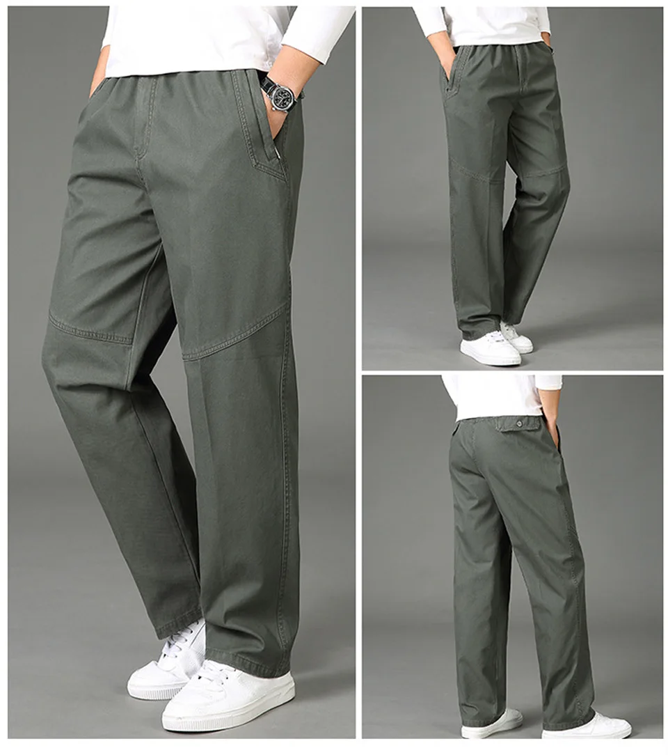 Clomplu 100% хлопок брюки мужские прямые повседневное тяжелом мотобрюки для мужчин плюс размеры 6XL Костюмы эластичные длинные брюки