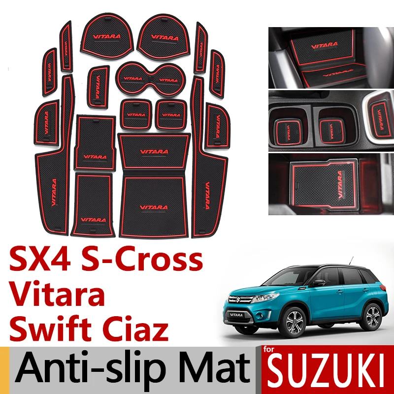 Противоскользящие резиновые ворота слот чашки коврик для Suzuki SX4 S-Cross Swift Ciaz Vitara S кросс-аксессуары стикер