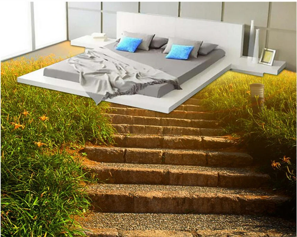 Beibehang 3d flooring custom wallpaper 3d floor stone steps road steps 3d photo wallpaper room living room decoration  flooring tumbeelluwa raw rough crystal stone wind chimes for home garden decoration 45cm 55cm