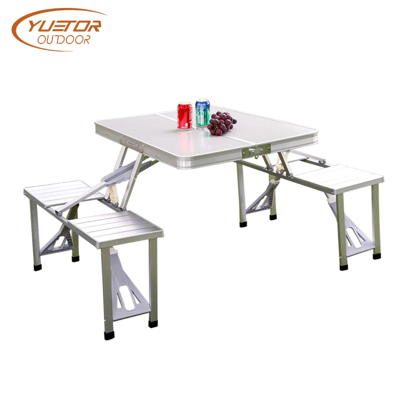 

YUETOR Outdoor Folding Camping Tables Multifunction Aluminum Alloy Picnic Table Chair Set Portable Fishing Table