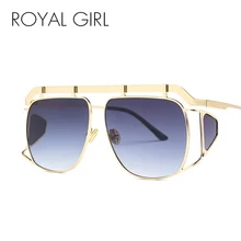 ROYAL GIRL Oversize Sunglasses Women Big Frame Vintage Sun Glasses for Male Brand Designer Metal Eyewear UV400 SS570