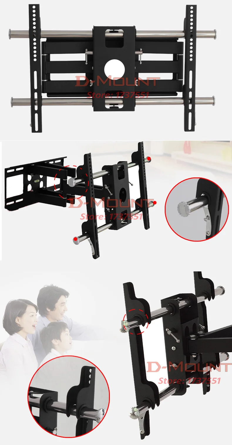 DL-D-201ST 6 arm 2" 55" полный движения выдвижной ЖК-телевизор настенное крепление из нержавеющей стали поворотный экран кронштейн Стенд Плазменный держатель