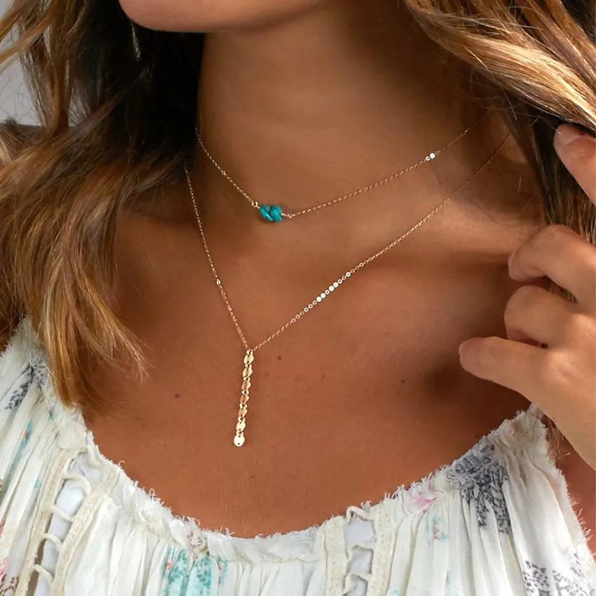 Женское Ожерелье чокер boho многослойное ожерелье с подвеской в виде круглых бусин