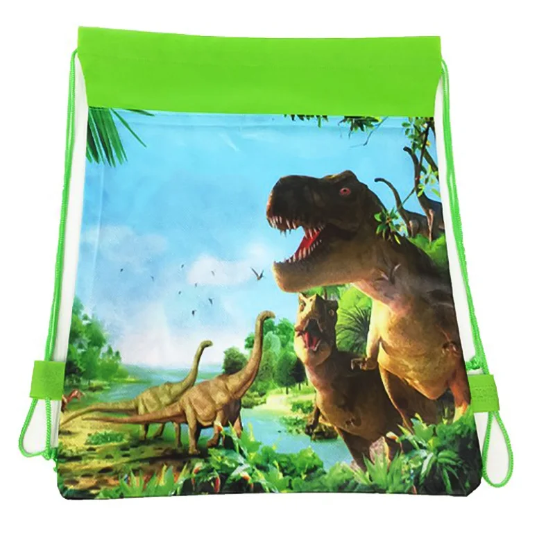 Рюкзак с объемным принтом динозавра из мультфильма для мальчиков, сумка на шнурке из нетканого материала, Пыленепроницаемая Экологичная сумка для хранения детей