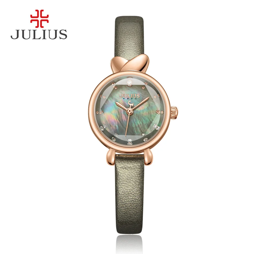 

Julius 2017 женские часы с круглым сверкающим циферблатом изысканный элегантный подарок GF кожаный ремешок роскошный Whatch дропшиппинг