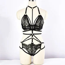 Сексуальный черный кружевной бюстгальтер, сетчатый пояс для тела, готическое белье, для танцев на шесте, Рейв, кружевные трусики, стринги, бандаж, ремень