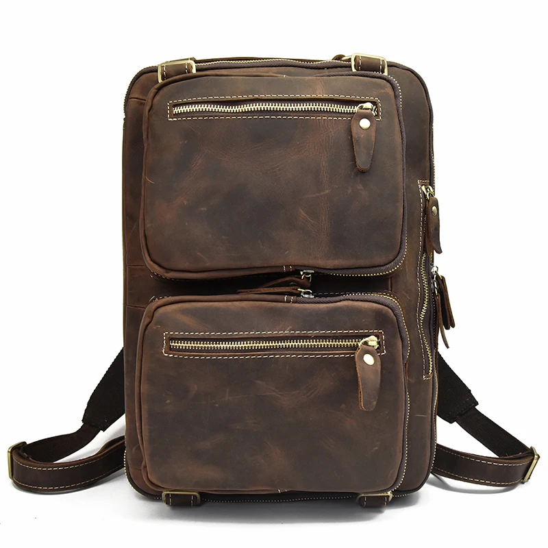 Woosir Vintage Genuine Leather Briefcase Backpack 14