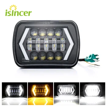 

2PCS 55W 7x6'' LED Headlight Halo DRL For 86-95 Jeep Wrangler YJ 84-01 Cherokee XJ Angel Eyes DRL H4 LED Square Headlights