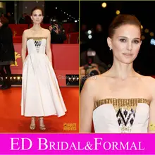 Natalie Portman Kurze Abendkleid zu 2015 Berlin Film Festival Premiere Roter Strapless Pailletten Satin Formale Kleid