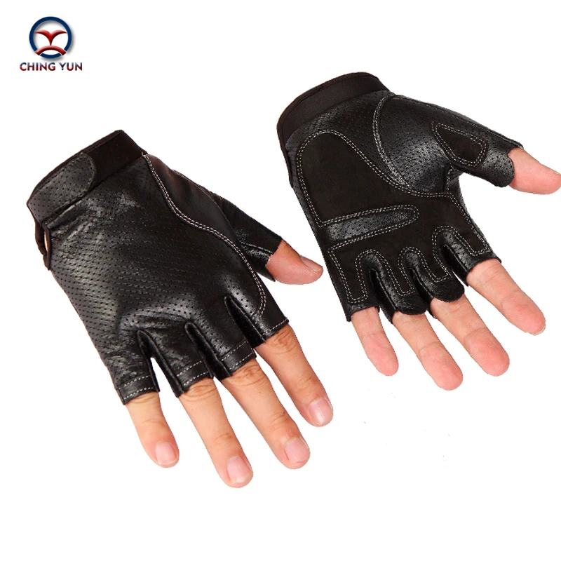 CHING YUN 2019 Man High Quality Leather Gloves Fingerless Gloves Tactical Male Semi-finger Protective Ride Non-slip Mitts  2266