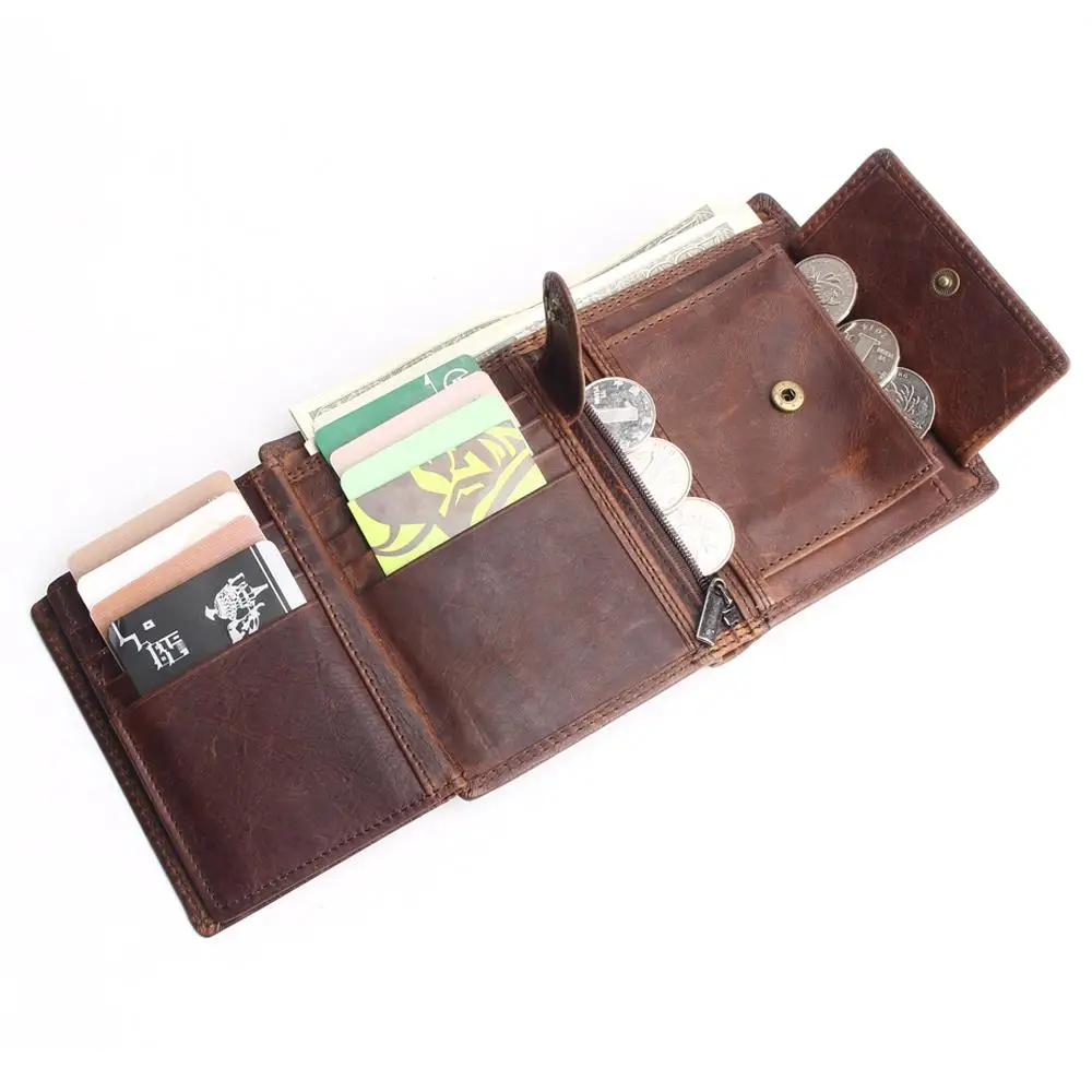 Vintage Designer 100% Genuine Carteiras Masculinas Cowhide Leather Men Short Wallet Purse Card Hold