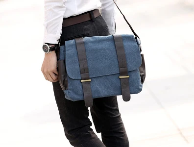 Новинка, 3 цвета, сумка-мессенджер с карманами, Мужская винтажная парусиновая школьная военная сумка на плечо, Ретро стиль, кофейные мужские сумки через плечо - Цвет: blue