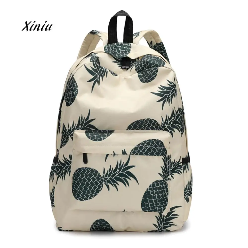 2018 New Women Backpacks Pineapple Print School Bag Student Bookbags ...