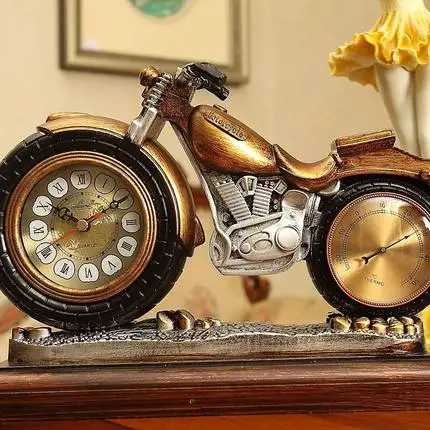 

European clock room living room, retro creative decorative clock, personalized ornaments motorcycle, bicycle children's clock