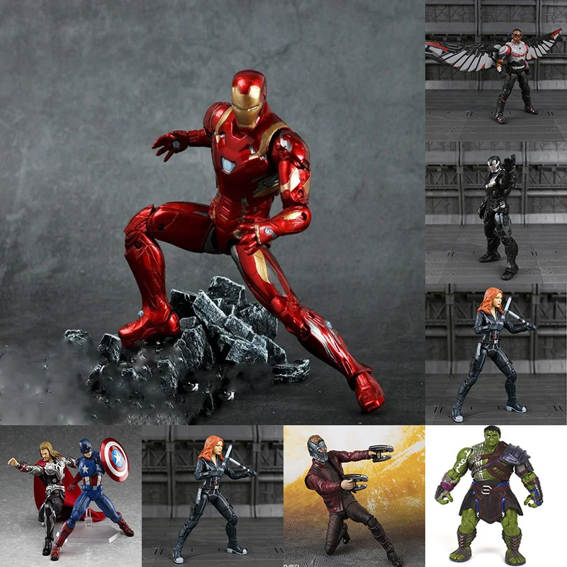 Мстители Manway Alliance Hero, американский капитан, черная Widow, Железный человек, сокол, Человек-паук, Черная пантера, ведьма-кукла