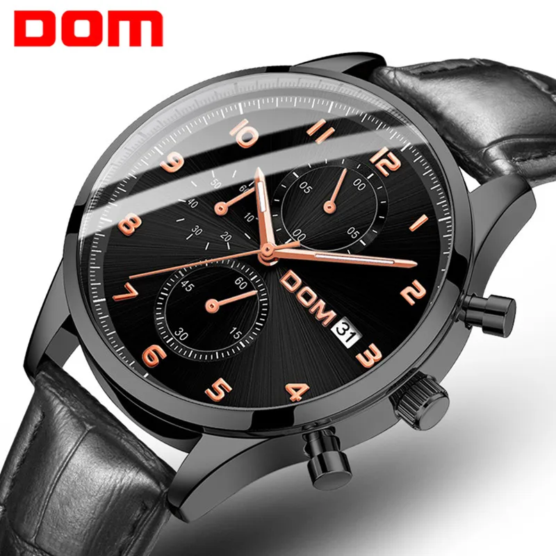 

DOM 2019 New Men Watches Casual Fashion Chronograph Quartz Watch Men Waterproof Male Sports Clock Wristwatches Relogio Masculino