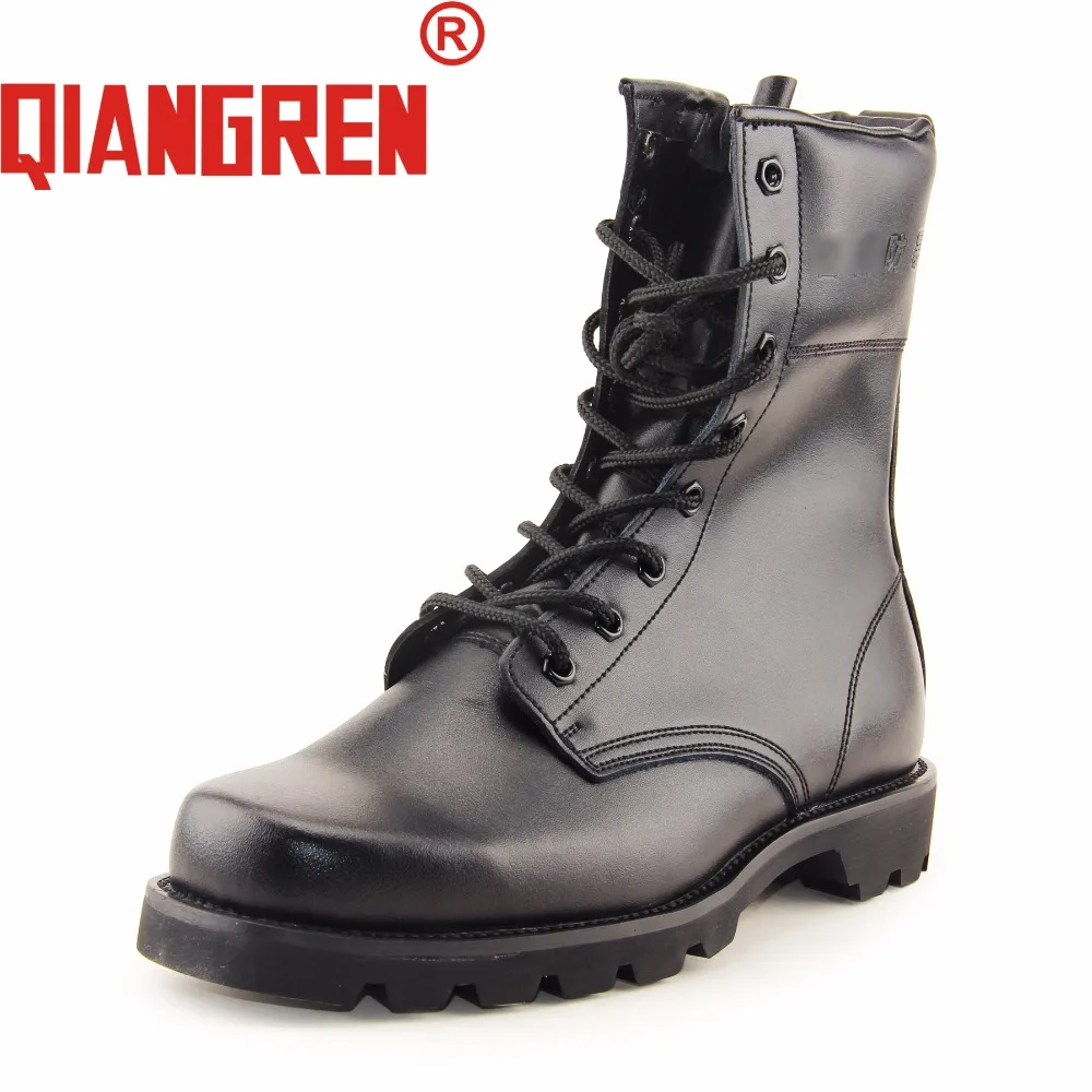 QIANGREN Military Brand Men's Spring Genuine Leather Rubber Tactical
