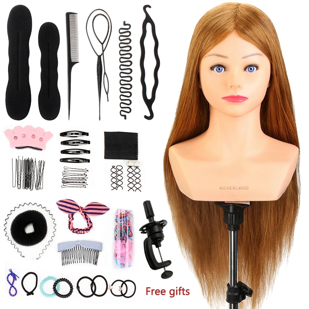 Buy 100 Real Human Hair Hairdressing Mannequin Head