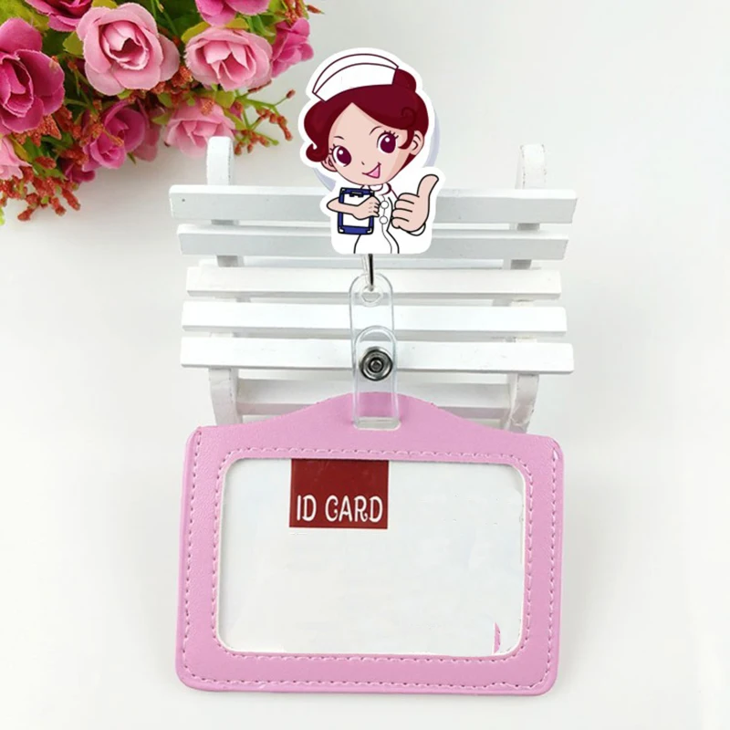 1pc Cute Cartoon Retractable Badge Reel Students Nurse Exhibition Pull Key ID Name Card Badge Holder School Supply