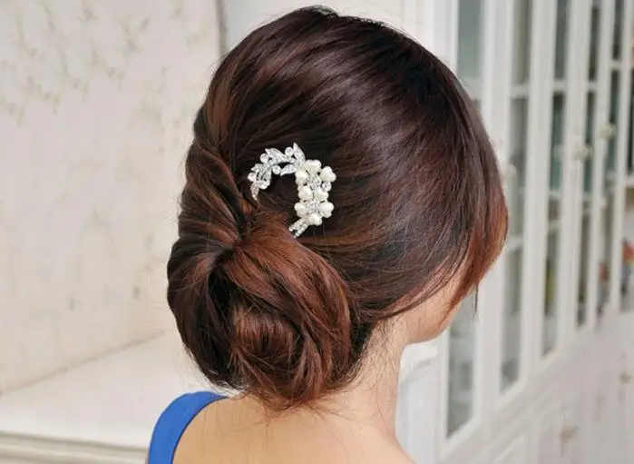 OTOKY Новинка года украшения для волос цветок свадебные хрустальные стразы заколка для волос с жемчугом клип Ювелирные изделия Прямая 328