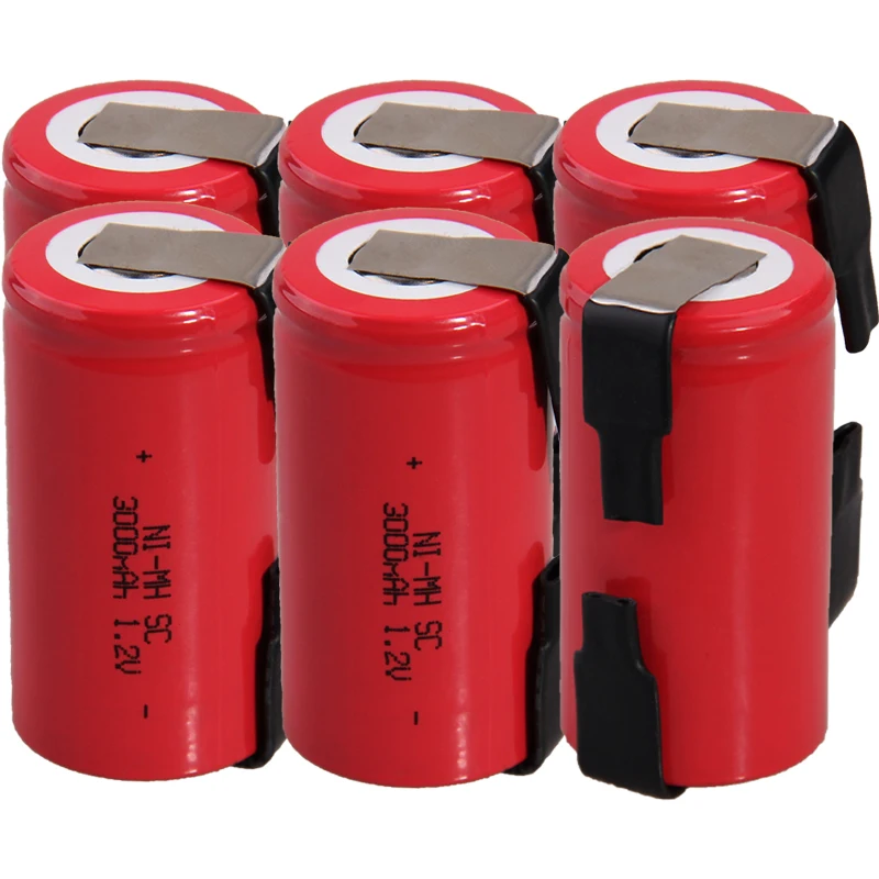 

Real capacity 6 pcs SC battery 1.2v batteries rechargeable 3000mAh nimh battery akkumulator for power tools