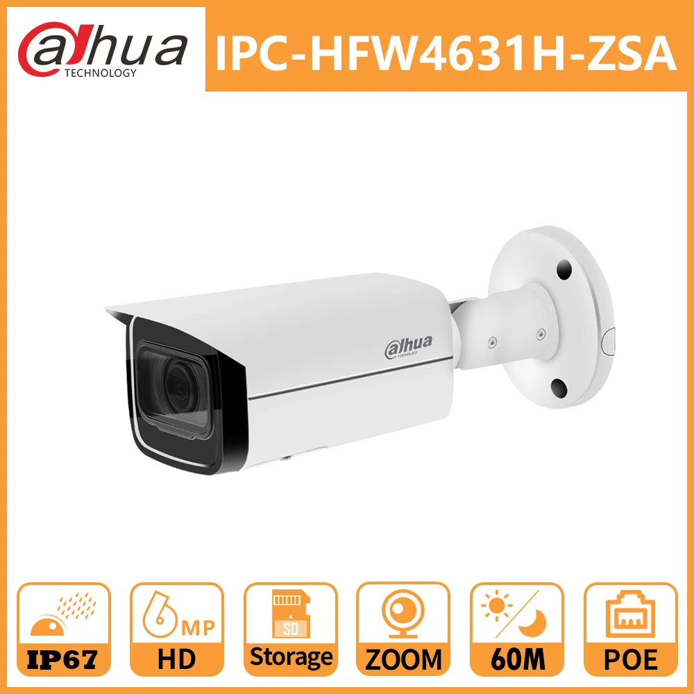 Dahua 6MP IPC-HFW4631H-ZSA H.265 IR60m MIC Motorized 2.7~13.5mm Bullet IP Camera