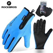 ROCKBROS Cycling Bike Bicycle Winter Gloves Fleece Thermal Warm Bike Bicycle Sport Gloves Full Finger Phone Gloves Equipment