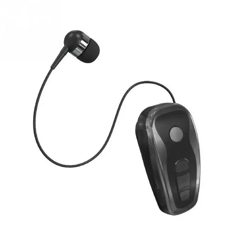 Black Gray Портативный Бизнес Стиль Одежда шеи клип дизайн стерео Bluetooth 4,1 наушники-вкладыши выдвижной тросик беспроводной с функцией громкой связи - Цвет: Black Gray