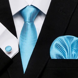 Nueva Corbata Clásica de Color Azul Sólido para Hombres Tejido de Seda Tejido Jacquard Corbata Pañuelos Conjunto para Hombres Diseñador de Moda Corbatas de Seda 8 Cm de Ancho Nueva Corbata Clásica de Color Azul Sólido para Hombres Tejido de Seda Tejido Jacquard Corbata Pañuelos Conjunto para Hombres Diseñador de Moda Corbatas de Seda 8 Cm de Ancho
