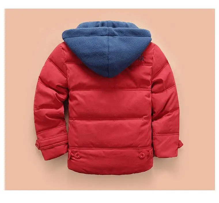 Детский пуховик зимняя детская верхняя одежда От 4 до 10 лет Повседневная теплая куртка с капюшоном для мальчиков, однотонные теплые пальто для мальчиков