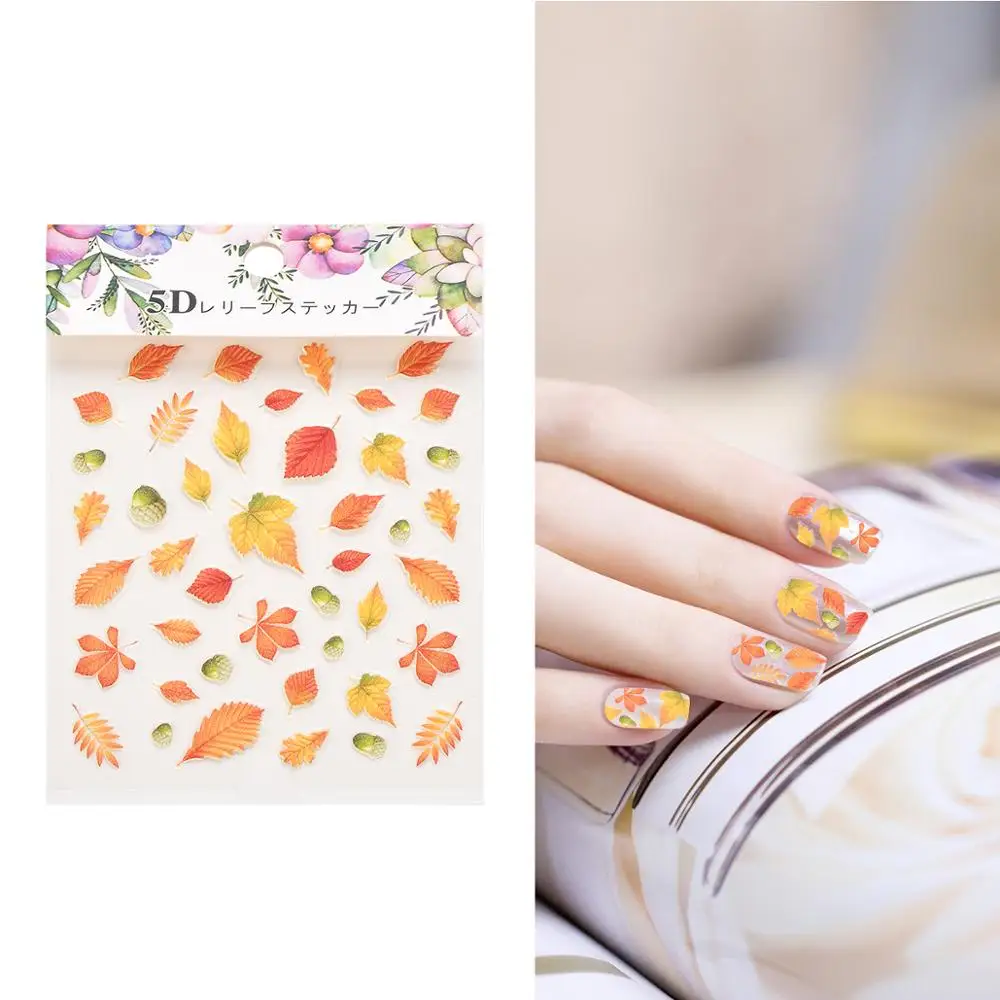 

8cm 5D Acrylic Engraved Flower Leaf Nagel Nail Sticker Template Emboss Decals Tool DIY Nail Art Stickers Nails Accessories Tool