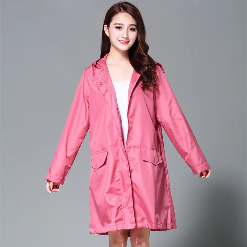 Freesmily Women's Stylish Rain Poncho Waterproof Rain Coat With Hood Sleeves and Pocket waterproof raincoat
