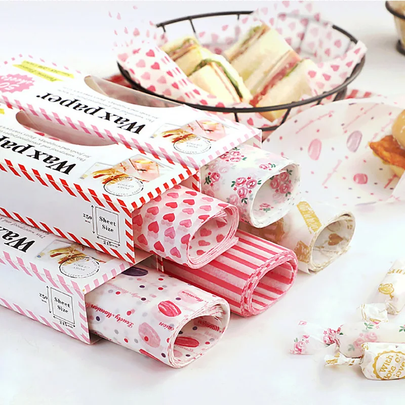 

50Pcs/Lot Wax Paper Food Grade Grease Paper Food Wrappers Wrapping Paper For Bread Sandwich Burger Fries Oilpaper Baking Tools