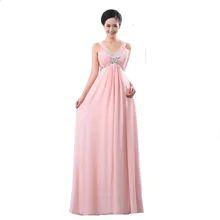 MDBRIDAL Hohe Taille Abendkleider in Rosa Lange Chiffon Lange Abendkleid mit Riemen