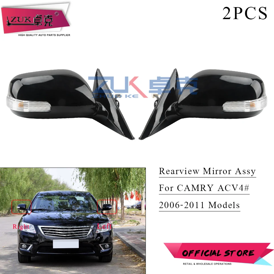  ZUK 2PCS Auto Folding Heating LED Car Outer Rearview Side Mirror Assy For TOYOTA CAMRY 2006 2007 20 - 32964025535