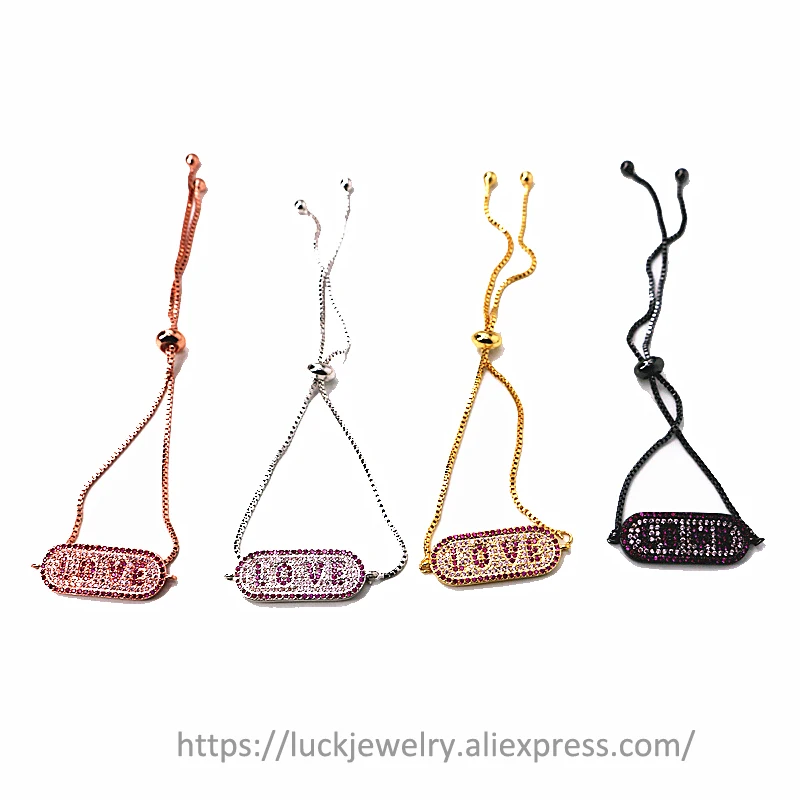

5pcs/lot Luck Jewel Love Letters Summer Cool And Refreshing Women Pendant Bracelets Jewelry Metal Micro Pave CZ Punk New Design